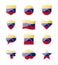 Venezuela - set of country flags in the form of stickers of various shapes.