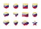 Venezuela - set of shiny flags of different shapes.