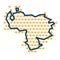 Venezuela simple outline map with yellow direction guide arrows.