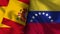 Venezuela and Spain Realistic Flag â€“ Fabric Texture Illustration