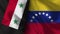 Venezuela and Syria Realistic Flag â€“ Fabric Texture Illustration