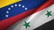 Venezuela and Syria two flags textile cloth, fabric texture