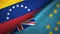 Venezuela and Tuvalu two flags textile cloth, fabric texture