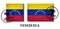 Venezuela or Venezuelan flag pattern postage stamp with grunge old scratch texture and affix a seal on isolated background . Black