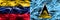 Venezuela vs Saint Lucia colorful concept smoke flags placed side by side.