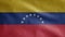 Venezuelan flag waving in the wind. Close up Venezuela banner blowing soft silk
