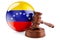 Venezuelan law and justice concept. Wooden gavel with flag of Venezuela. 3D rendering