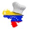 Venezuelan national cuisine concept. Chef hat with map of Venezuela. 3D rendering