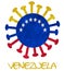 The Venezuelan national flag with corona virus or bacteria