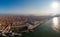 Venice from above with drone, Aerial drone photo of iconic and unique Saint Mark`s square or Piazza San Marco featuring