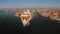 Venice from above with drone, Aerial drone photo of iconic and unique Saint Mark`s square or Piazza San Marco featuring