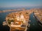 Venice from above with drone, Aerial drone photo of iconic and unique Saint Mark`s square or Piazza San Marco featuring