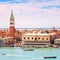 Venice aerial view, Piazza San Marco with Campanile and Doge Pal