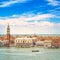 Venice aerial view, Piazza San Marco with Campanile and Doge Palace. Italy