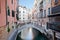 Venice, ancient buildings and calm water in the canal, Italy