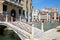 Venice, ancient buildings and grand canal view with bridge, Italy