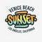 Venice Beach Los Angeles California Sunset Label Sign Logo Hand Drawn Lettering Modern Calligraphy for t shirt o