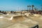 VENICE BEACH, USA - JUNE 25, 2016: View of skateboarders training at the skate park in Venice Beach in summer