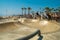 VENICE BEACH, USA - JUNE 25, 2016: View of skateboarders training at the skate park in Venice Beach in summer