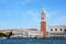 Venice beautiful view of Canal Grande with St Mark campanile bell tower, top photo, Venice, Italy