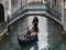 Venice `business card` with gondola and gondolier