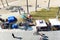 VENICE, CALIFORNIA - 17 FEB 2020: The Boardwalk seen from a high angle with, vendors and people, walking, cycling and