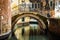 Venice canal and bridge view by night