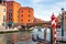 Venice canal landscape, Italy. Venice city. Historic exteriors in Venezia