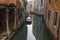 Venice canal with motorboat engines