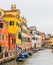 Venice canal and traditional colorful Venetian houses view. Classical Venice skyline. Venice, Italy