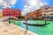 Venice canals, gondola and medieval bridges, beautiful view of Italy