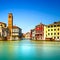 Venice Cannareggio grand canal, San Geremia church campanile landmark. Italy