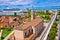 Venice church and harbor aerial view