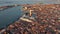 Venice city, aerial view of St. Mark's Square, Basilica and Doge's Palace, Italy