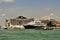 Venice city with big and small ship on the shore , Italy