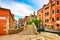 Venice cityscape, bridge stairway and traditional buildings. Italy, Europe.