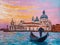 Venice cityscape at sunset, Italy. Impasto oil painting.