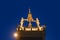 Venice, Clock and bell tower in Renaissance style in San Marco square with the statues called Mori di Venezia, UNESCO world