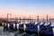 Venice with famous gondolas in lagoon