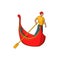 Venice gondola and gondolier icon, cartoon style