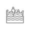 Venice gondola, gondolier line icon.