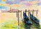 Venice Gondola scenery  painting ,color illustration