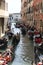 Venice Gondolier floating on a traditional venetian canal