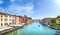 Venice grand canal or Canal Grande view from Ponte degli Scalzi bridge. Italy