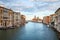 Venice, Grand Canal at dusk, cloudy sky in summer at dusk in Italy