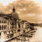 Venice Grand Canal with San Simeone dome in sepia tone