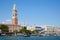 Venice, Grand Canal view with Saint Mark bell tower in Italy