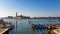 Venice - Group of gondolas moored by Saint Mark square in city of Venice, Veneto, Northern Italy