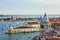 Venice island cityscape, Santa Maria della Salute church,