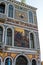 Venice, Italy - 07 May 2018: View to Palazzo Da Mula Morosini from Grand Canal. Fragment of a building with a mosaic